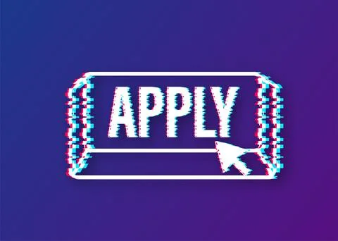 Apply with cursor button. Internet glitch icon. Pointer click icon. Vector stock Stock Illustration