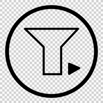 Apply Data Filter Icon – Circle Action Button – Vector Line UI Symbol -Ja Stock Illustration