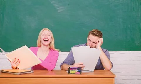 Apply for free program. Couple friends students studying university. Guy and Stock Photos