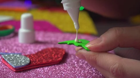 Apply glue to the paper Stock Footage 71296291