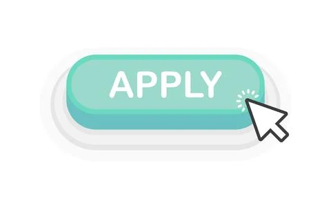 Apply green 3D button in flat style isolated on white background. Vector illu Stock Illustration