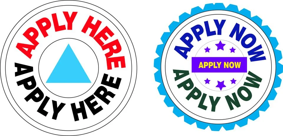 Apply here vector stamp badge design in red blue for job vacancy hiring Stock Illustration