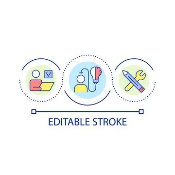 Apply knowledge and skills to work loop concept icon Stock Illustration