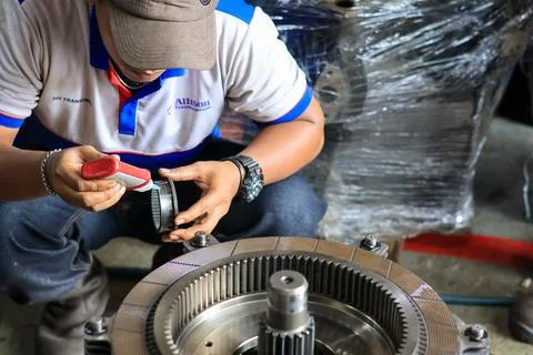 Apply Loctite when Installing Bearings in Automatic Transmission Stock Photos