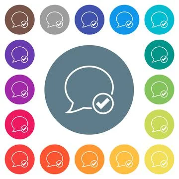 Apply message outline flat white icons on round color backgrounds Stock Illustration