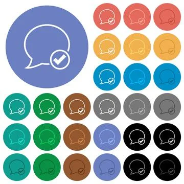 Apply message outline round flat multi colored icons Stock Illustration