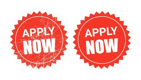 Apply Now Badge Icon in Red Stamp Style Illustrazione stock