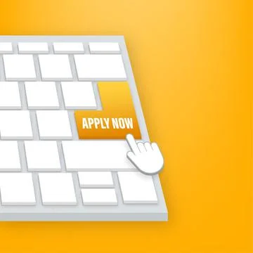 Apply now button on keaboard. Web banner. Arrow, cursor icon. Arrow vector icon Illustrazione stock
