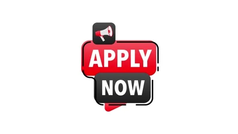 Apply now button with megaphone icon animation on white and green screen Stock Footage 315014372
