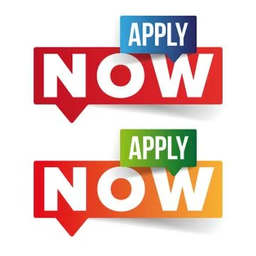 Apply Now button speech bubble Stock Illustration