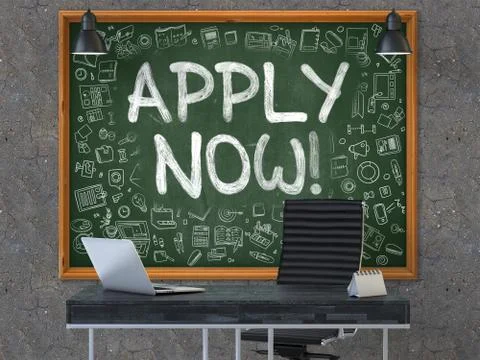 Apply Now on Chalkboard in the Office Illustrazione stock