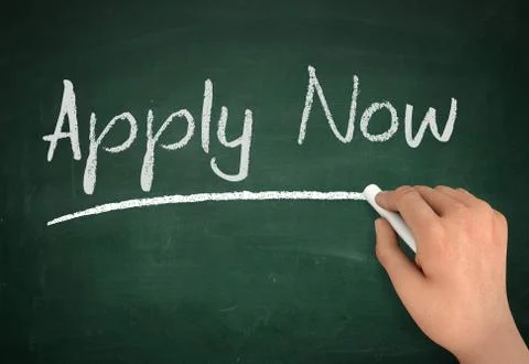 Apply now chalkboard write 3d illustration Ilustração Stock