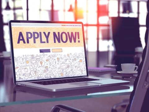 Apply Now Concept on Laptop Screen Stock Illustration