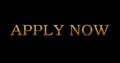 Apply now golden oppurtunity text animation in black. Shiny new job applica.. Stock Illustration