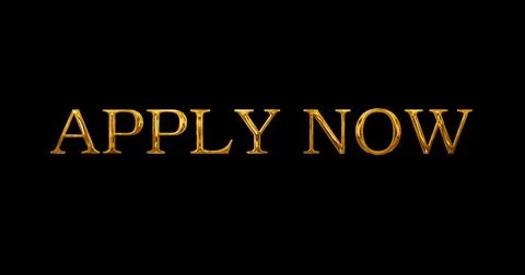 Apply now golden oppurtunity text animation in black. Shiny new job applica.. Stock Illustration