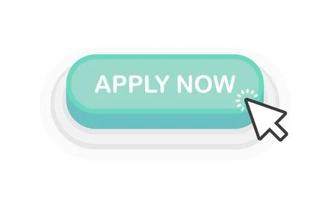 Apply Now green 3D button in flat style isolated on white background. Vector  Stock Illustration