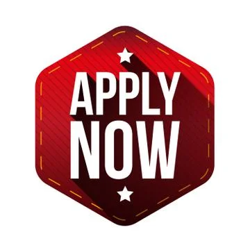 Apply Now hexagon label Illustrazione stock
