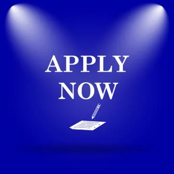Apply now icon. Flat icon on blue background.. イラスト素材