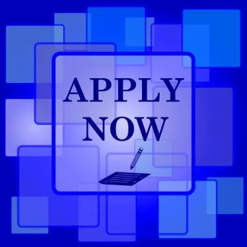 Apply now icon. Internet button on abstract background.. Stock Illustration