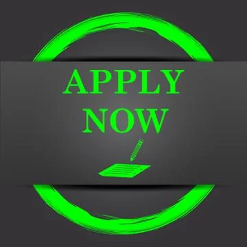 Apply now icon. Internet button with green on grey background.. Ilustración de archivo