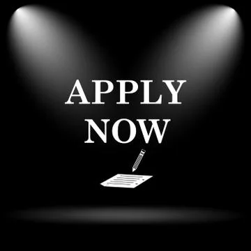 Apply now icon. Internet button on black background.. Stock Illustration