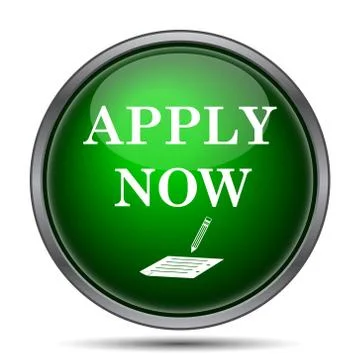 Apply now icon. Internet button on white background.. Illustrazione stock