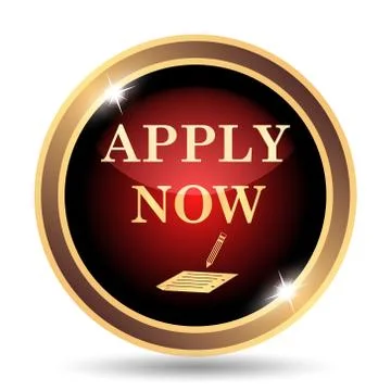 Apply now icon. Internet button on white background.. Illustrazione stock