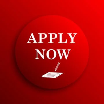 Apply now icon. Internet button on white background.. Illustrazione stock