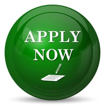 Apply now icon. Internet button on white background.. Illustrazione stock