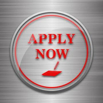 Apply now icon. Internet button on metallic background.. Stock Illustration