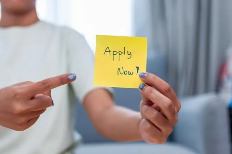 Apply now job application process home office digital note casual environme.. Stock Photos