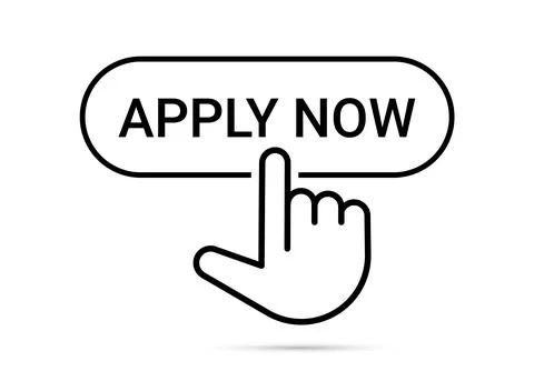 Apply now job submit button line icon. Vector apply now click cursor Stock Illustration