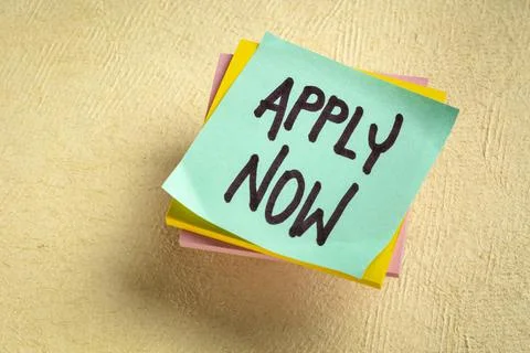 Apply now - reminder note Stock Photos