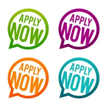 Apply now round Buttons. Circle Eps10 Vector. Stock Illustration