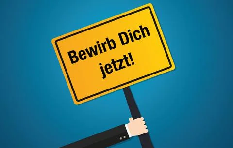 Apply now sign in German text application job hiring flat vector design Stock Illustration