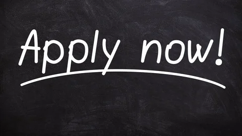 Apply now text 2d animated on chalkboard or chalkboard motion graphic Stock Footage 108823168