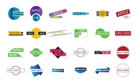 Apply Now Vector And Illustration Collection. Stock Illustration