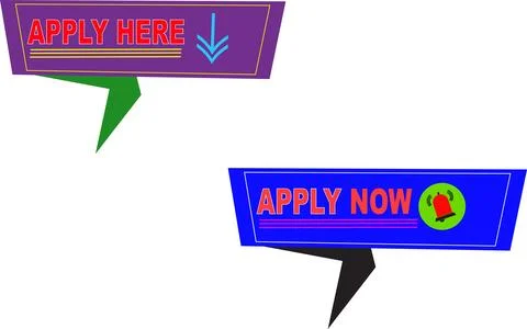 Apply now vector banner label design with arrow symbol in blue and purple Illustrazione stock