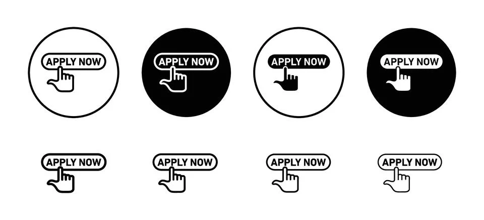 Apply now vector icon set collection. Apply now Outline flat Icon. Stock Illustration