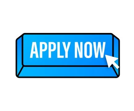 Apply now. Web banner. Arrow, cursor icon. Arrow vector icon. Hand click. Vector Stock Illustration