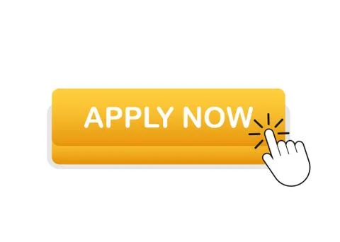 Apply now. Web banner. Arrow, cursor icon. Arrow vector icon. Hand click. Vector Illustrazione stock