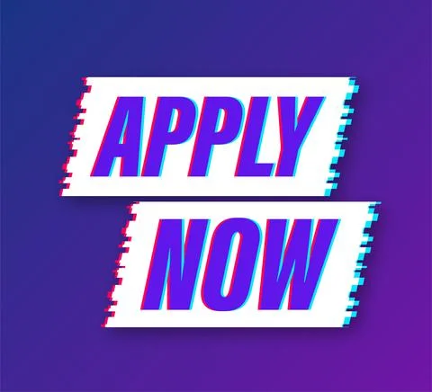 Apply now. Web banner. Arrow, cursor glitch icon. Arrow vector icon. Hand click Stock Illustration