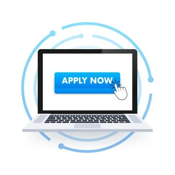 Apply now. Web banner. Arrow, cursor icon. Arrow vector icon. Hand click. Vector Illustrazione stock