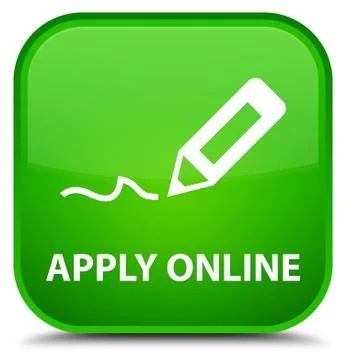 Apply online (edit pen icon) special green square button Stock Illustration