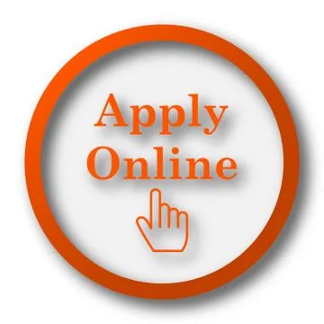 Apply online icon. Internet button on white background.. Illustrazione stock