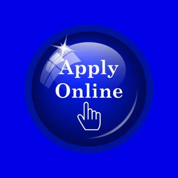 Apply online icon. Internet button on blue background. . Stock Illustration