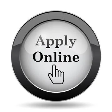 Apply online icon. Internet button on white background.. Illustrazione stock