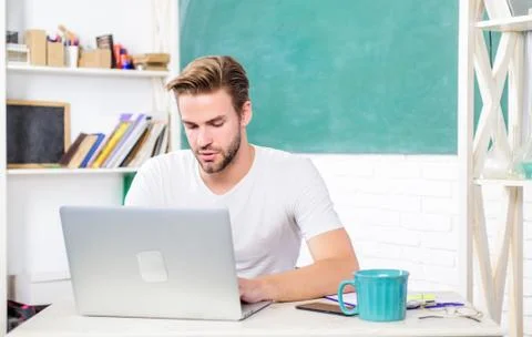 Apply online programming course. Student learn programming language. High school Foto stock