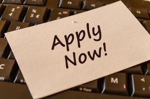 Apply online text note Stock Photos