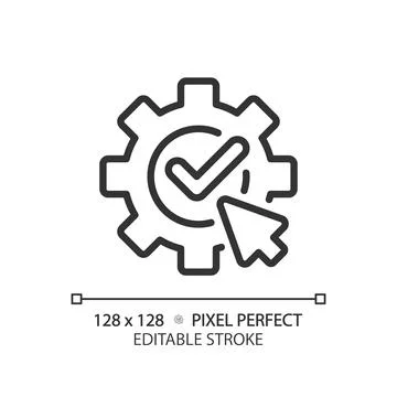 Apply settings pixel perfect linear icon Stock Illustration